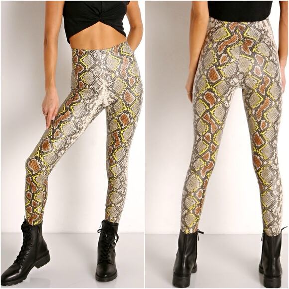 Commando Faux Animal Legging with Control Compression Neon Snake small - Picture 1 of 7